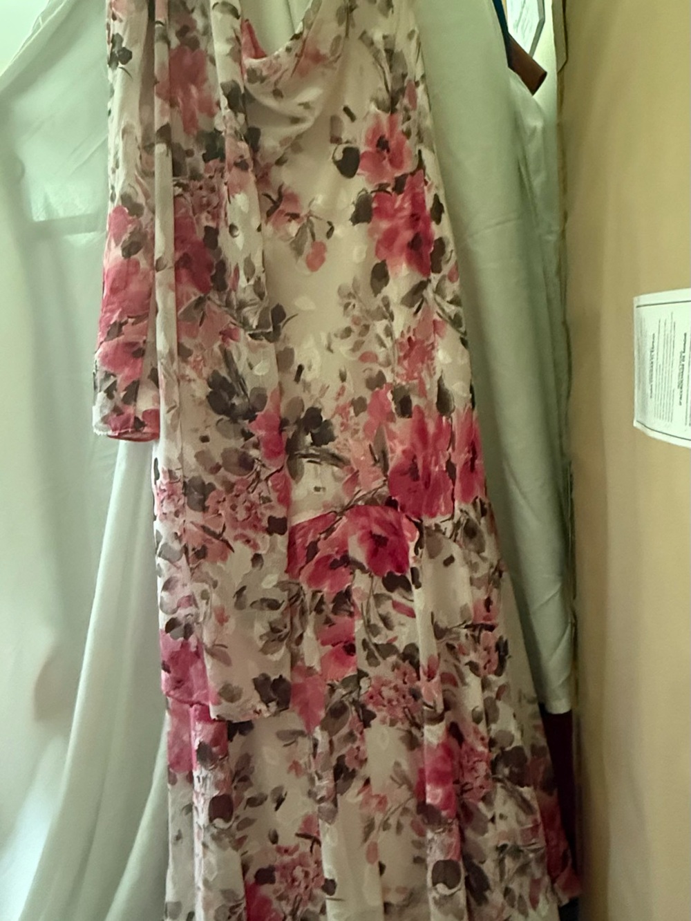 Alex Evenings Pink Floral Chiffon Evening Dress